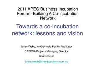 Towards a co-incubation network: lessons and vision