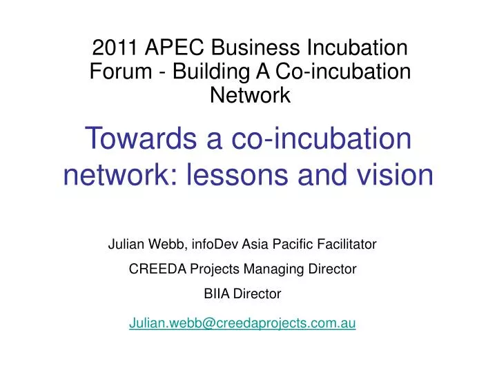towards a co incubation network lessons and vision