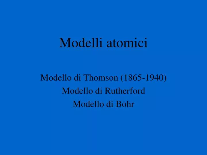 modelli atomici