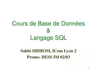 cours de base de donn es langage sql
