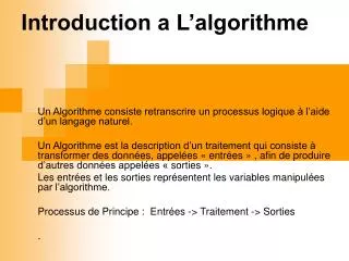 introduction a l algorithme