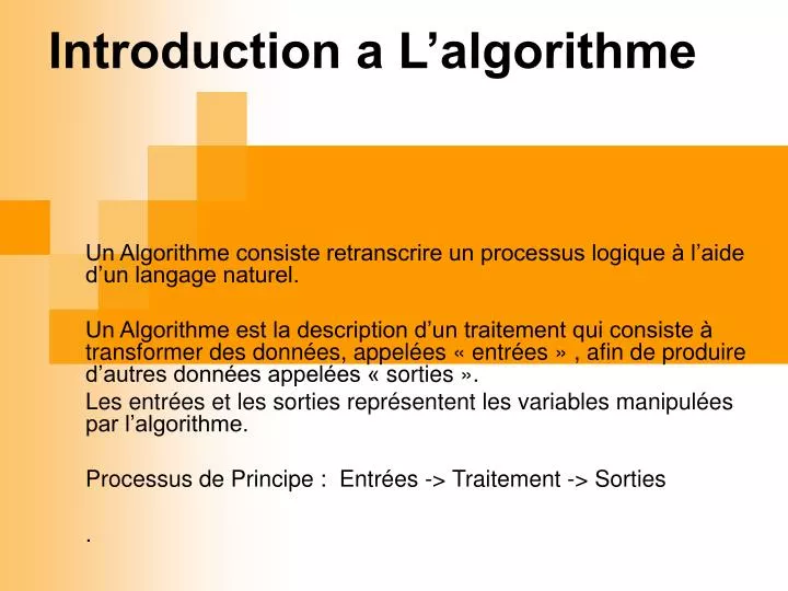 introduction a l algorithme