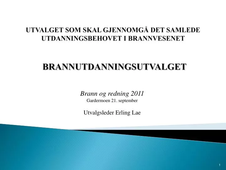 utvalget som skal gjennomg det samlede utdanningsbehovet i brannvesenet brannutdanningsutvalget