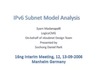 IPv6 Subnet Model Analysis