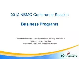 2012 NBMC Conference Session Business Programs