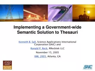 Implementing a Government-wide Semantic Solution to Thesauri