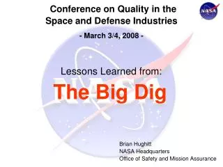 Conference on Quality in the Space and Defense Industries - March 3/4, 2008 -