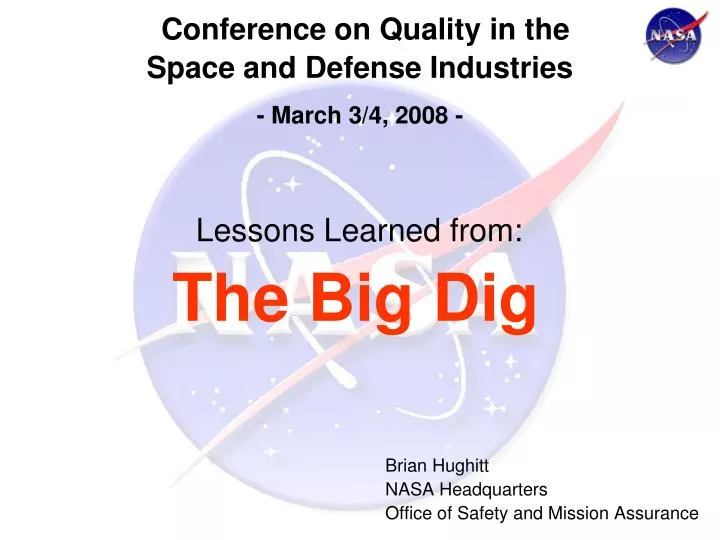 conference on quality in the space and defense industries march 3 4 2008