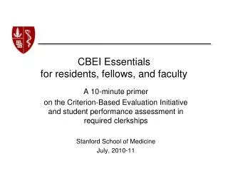 CBEI Essentials for residents, fellows, and faculty