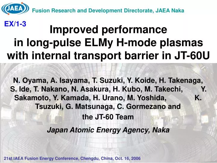 improved performance in long pulse elmy h mode plasmas with internal transport barrier in jt 60u