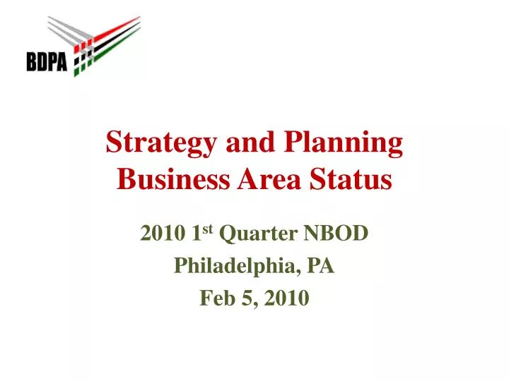 strategy and planning business area status