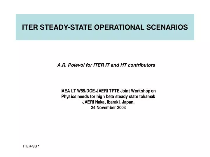 iter steady state operational scenarios