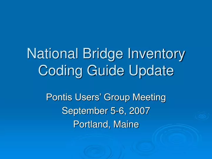 national bridge inventory coding guide update