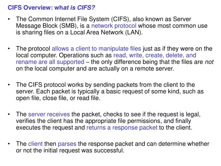 cifs overview wh at is cifs