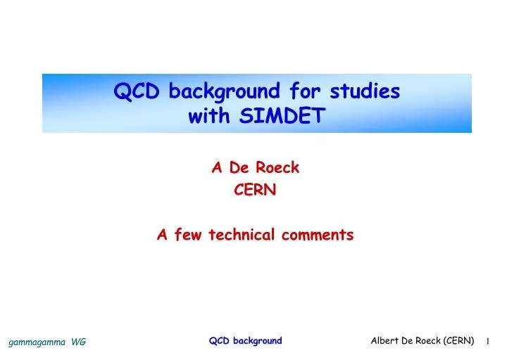 qcd background for studies with simdet