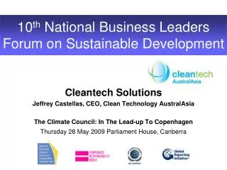 10 th National Business Leaders Forum on Sustainable Development