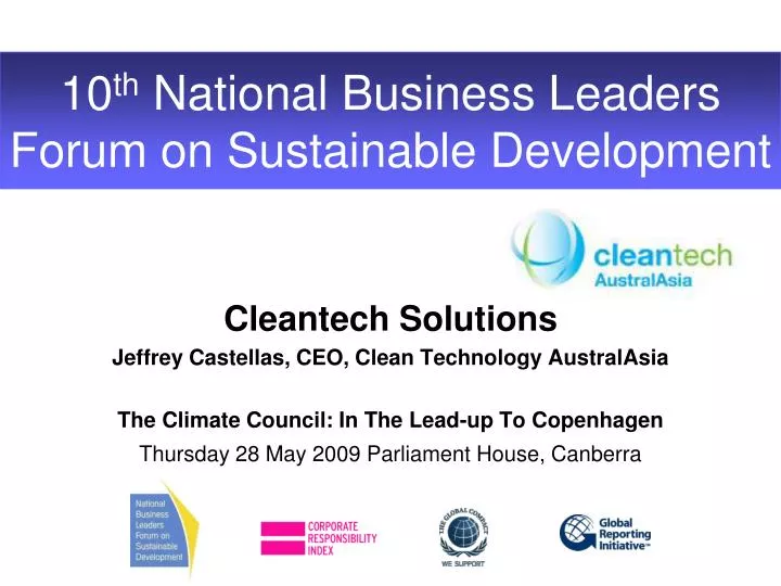 10 th national business leaders forum on sustainable development