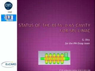 Status of the beta=0.65 cavity for SPL linac