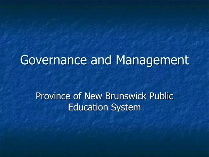 governance and management