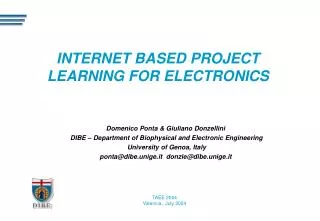 INTERNET BASED PROJECT LEARNING FOR ELECTRONICS