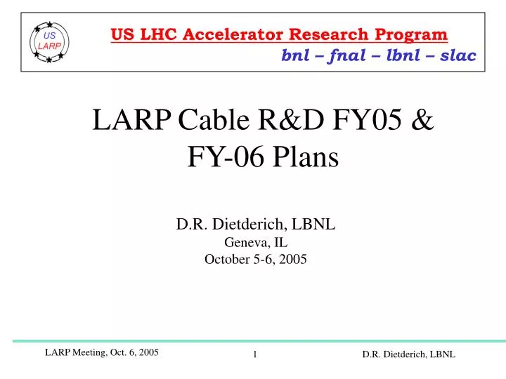 larp cable r d fy05 fy 06 plans