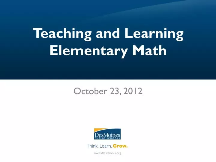 teaching and learning elementary math