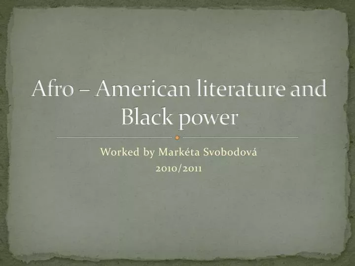 afro a merican literature and b lack power
