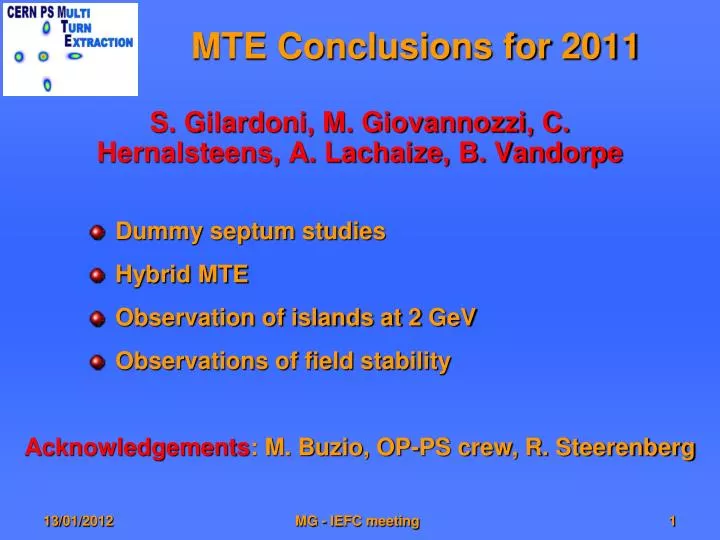 mte conclusions for 2011