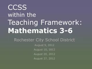 ccss within the teaching framework mathematics 3 6