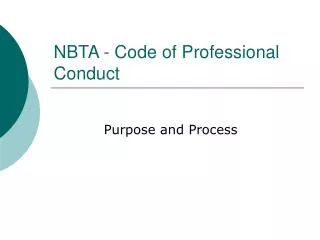 NBTA - Code of Professional Conduct