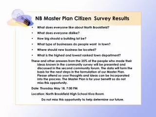 NB Master Plan Citizen Survey Results