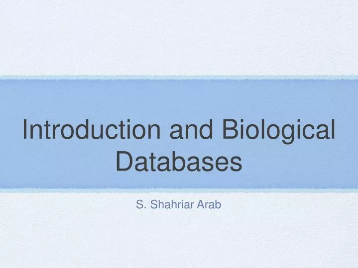 introduction and biological databases
