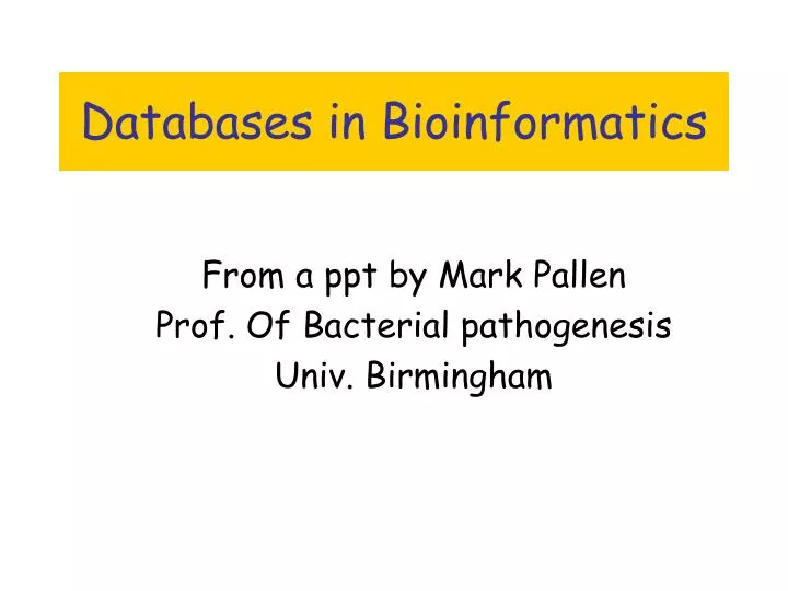 databases in bioinformatics