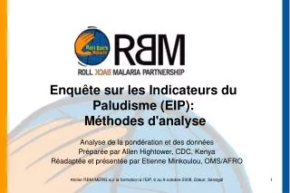 enqu te sur les indicateurs du paludisme eip m thodes d analyse