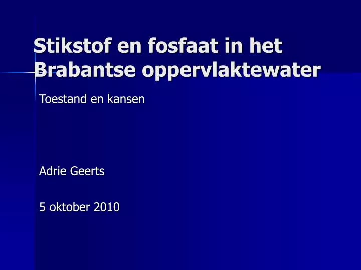 stikstof en fosfaat in het brabantse oppervlaktewater