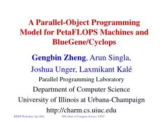 A Parallel-Object Programming Model for PetaFLOPS Machines and BlueGene/Cyclops