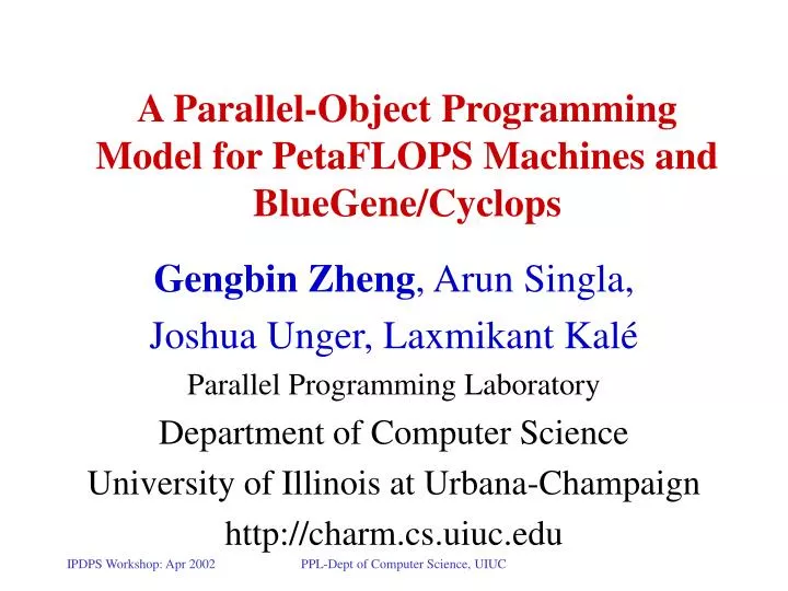 a parallel object programming model for petaflops machines and bluegene cyclops