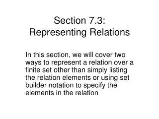 Section 7.3: Representing Relations