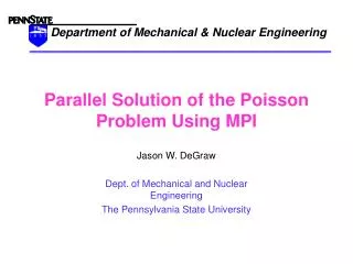 Parallel Solution of the Poisson Problem Using MPI