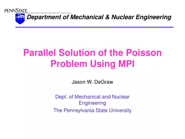 parallel solution of the poisson problem using mpi