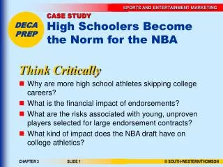CASE STUDY High Schoolers Become the Norm for the NBA
