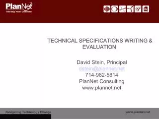 TECHNICAL SPECIFICATIONS WRITING &amp; EVALUATION