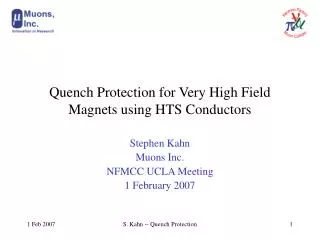 Quench Protection for Very High Field Magnets using HTS Conductors