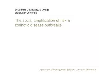 The social amplification of risk &amp; zoonotic disease outbreaks