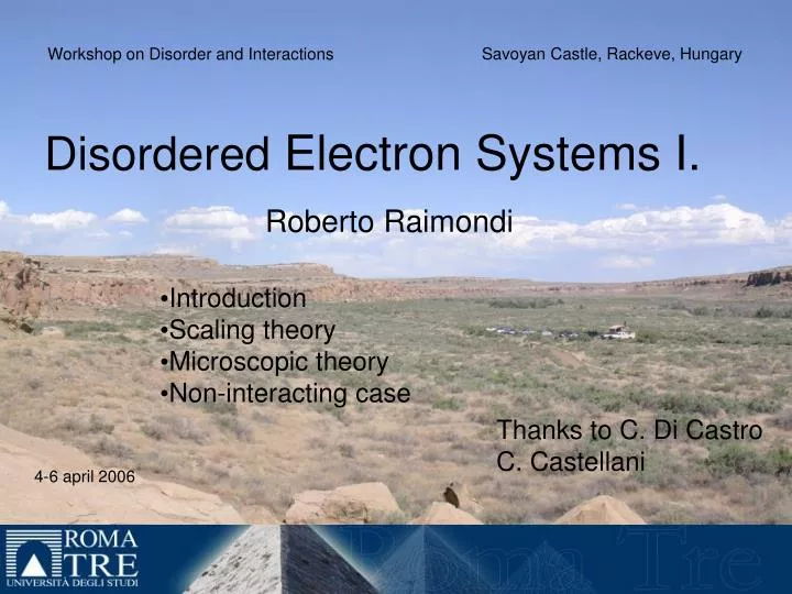 disordered electron systems i