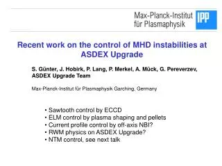 Recent work on the control of MHD instabilities at ASDEX Upgrade