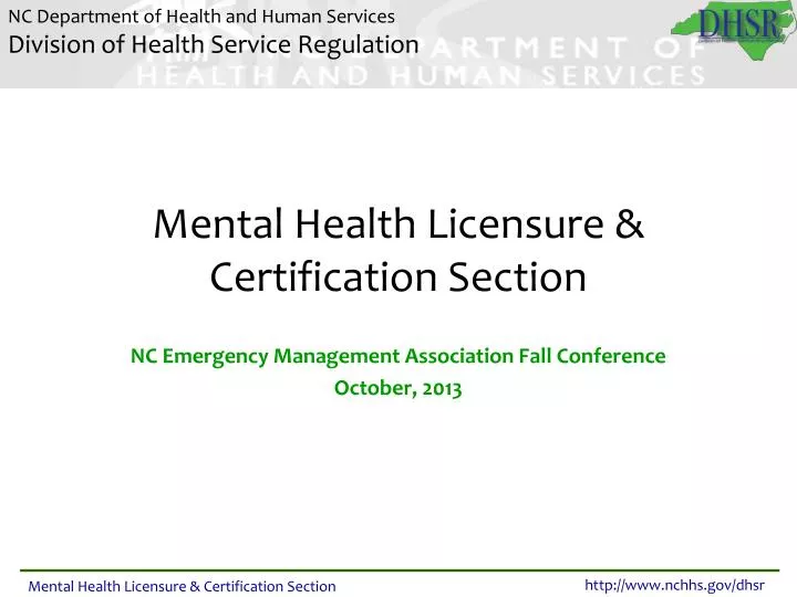 mental health licensure certification section