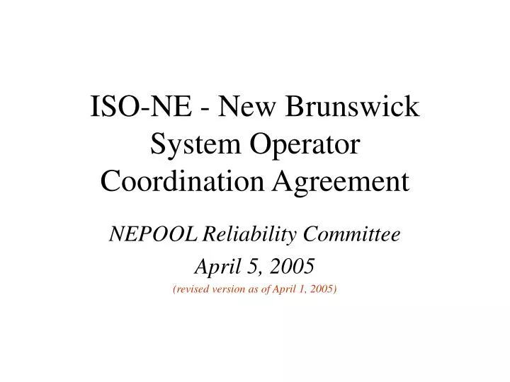 iso ne new brunswick system operator coordination agreement
