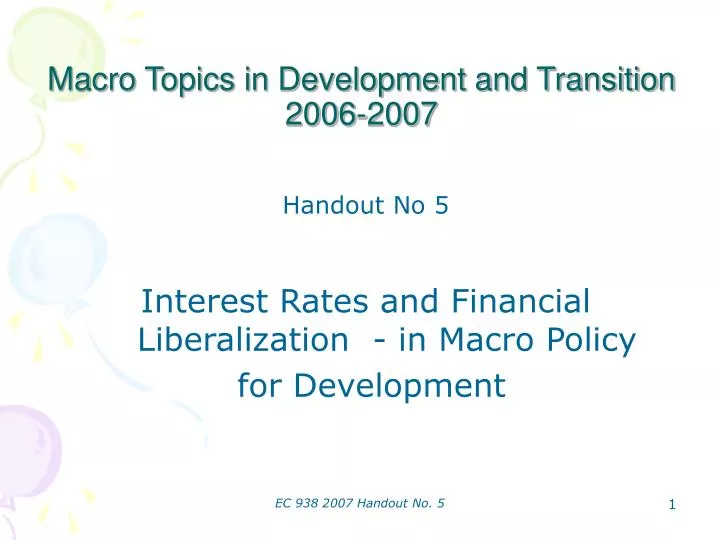 macro topics in development and transition 2006 2007