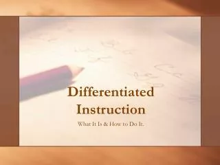 Differentiated Instruction